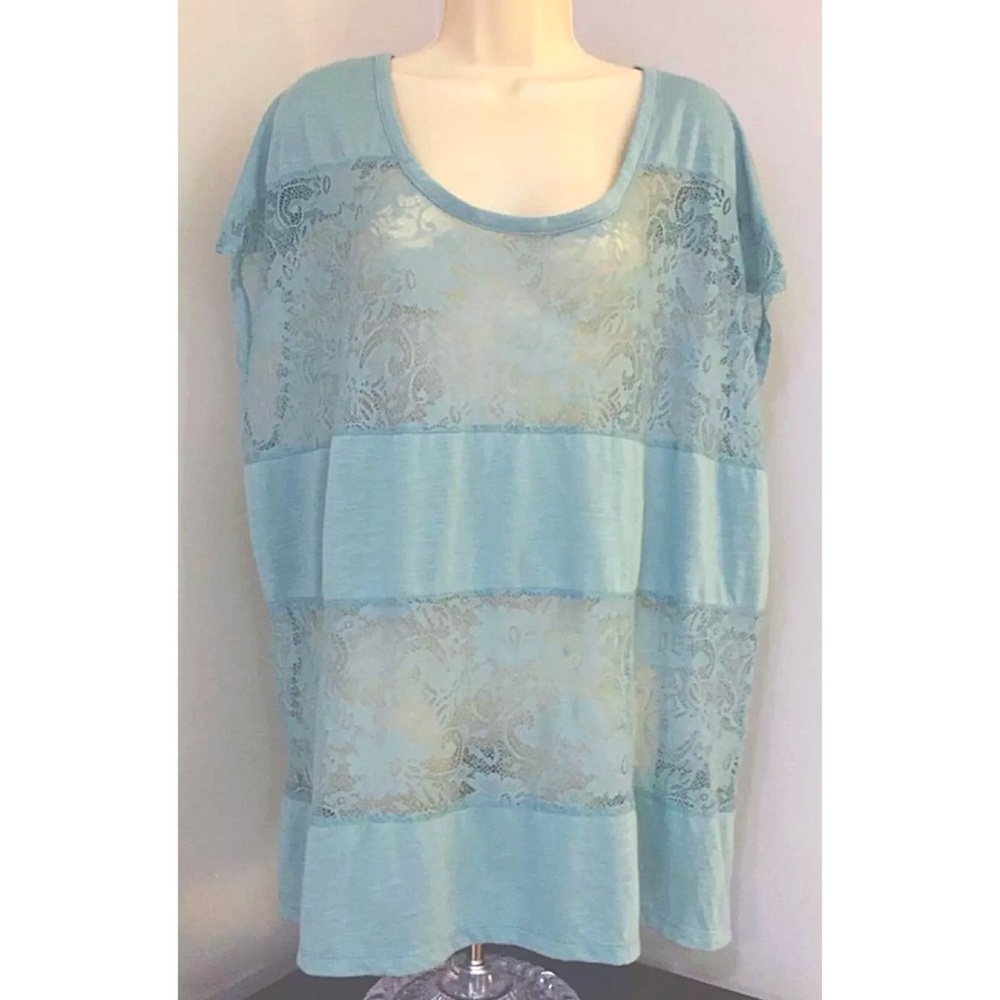 TORRID Sz 3 Sleeveless Sheer Lace  Green Top